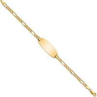 14K Yellow Gold Polished Semi-Solid Figaro Link ID Bracelet - 8 Inches by Oro Pregiato