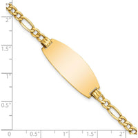 14K Yellow Gold Polished Semi-Solid Figaro Link ID Bracelet - 8 Inches by Oro Pregiato