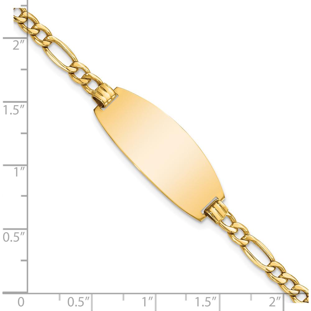 14K Yellow Gold Polished Semi-Solid Figaro Link ID Bracelet - 8 Inches by Oro Pregiato