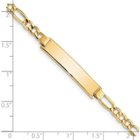 14K Yellow Gold Polished Semi-Solid Figaro Link ID Bracelet with Customizable Plate - 8" Length by Oro Pregiato