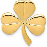 14K Yellow Gold Polished Shamrock Pendant Slide - 20mm Length, 18mm Width