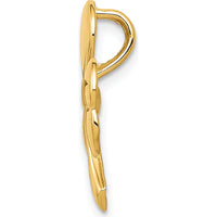 14K Yellow Gold Polished Shamrock Pendant Slide - 20mm Length, 18mm Width
