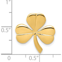 14K Yellow Gold Polished Shamrock Pendant Slide - 20mm Length, 18mm Width