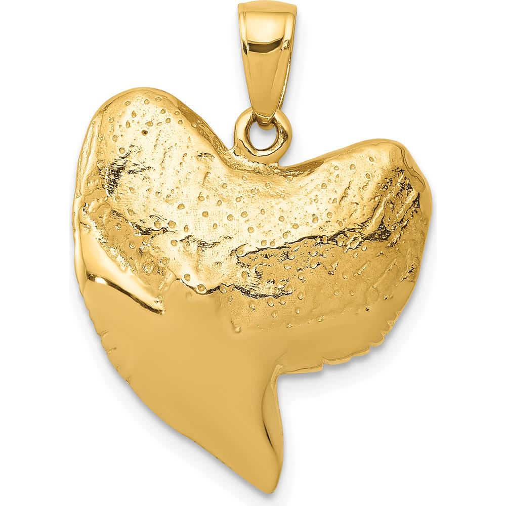 14K Yellow Gold Polished Shark Tooth Pendant - 28mm Length by Oro Pregiato