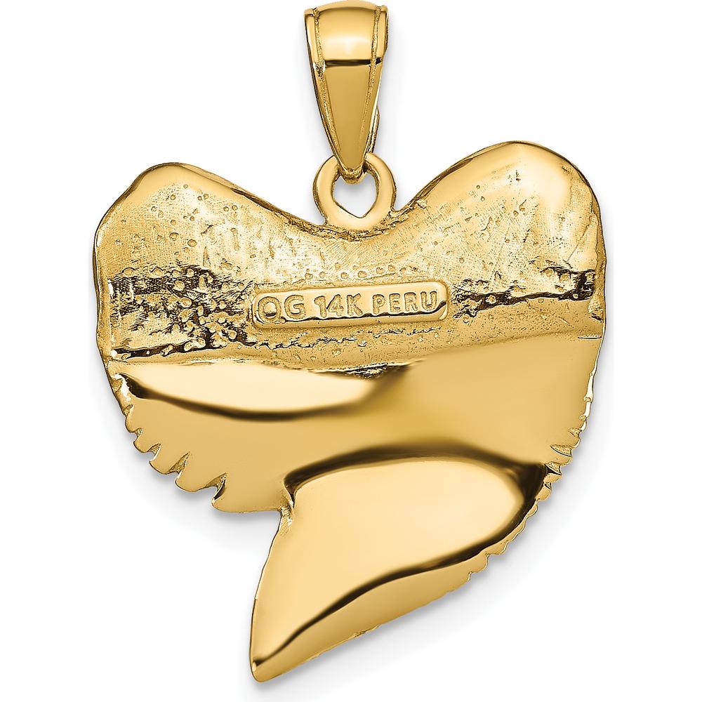 14K Yellow Gold Polished Shark Tooth Pendant - 28mm Length by Oro Pregiato