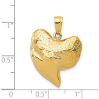 14K Yellow Gold Polished Shark Tooth Pendant - 28mm Length by Oro Pregiato