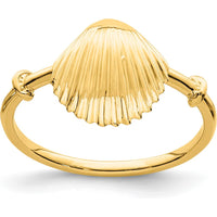 14K Yellow Gold Polished Shell Ring - Coastal Themed Design by Oro Pregiato