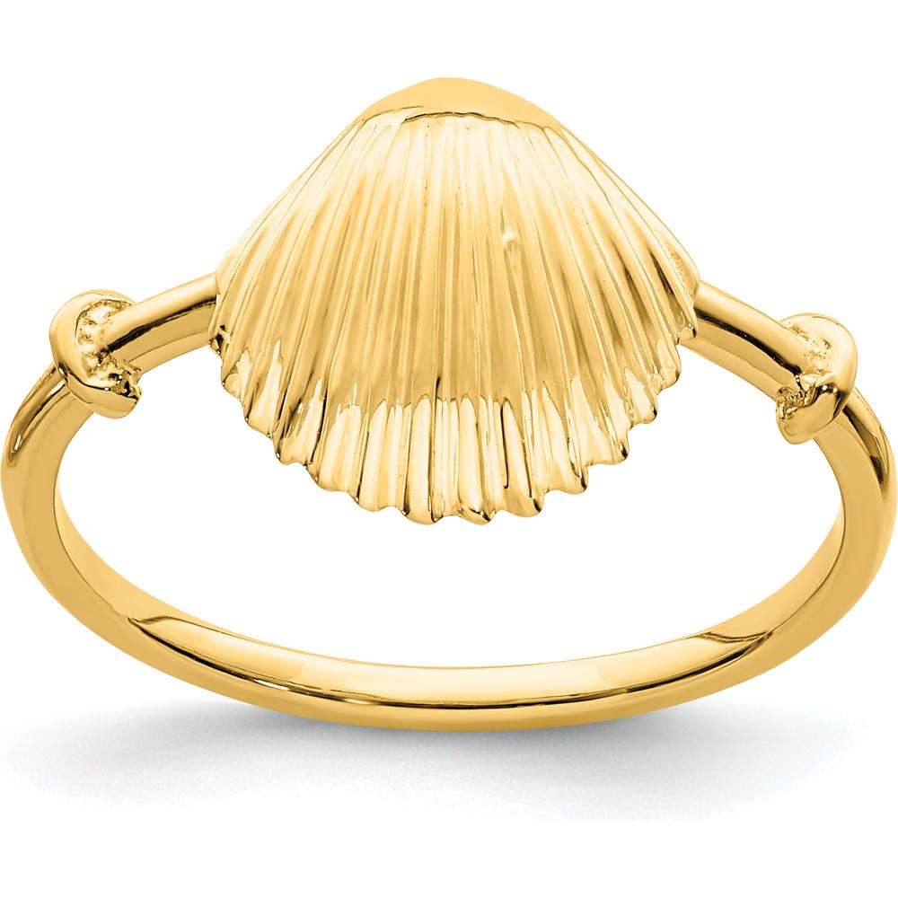 14K Yellow Gold Polished Shell Ring - Coastal Themed Design by Oro Pregiato