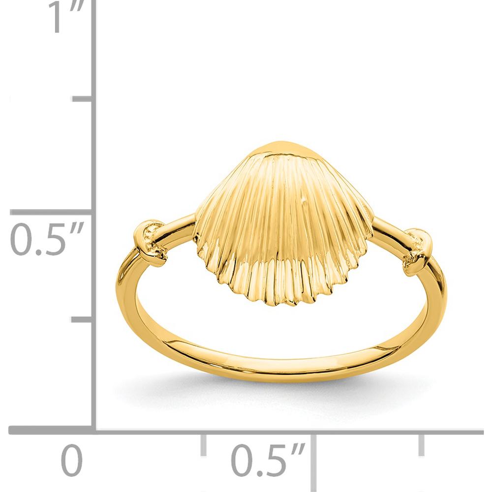 14K Yellow Gold Polished Shell Ring - Coastal Themed Design by Oro Pregiato
