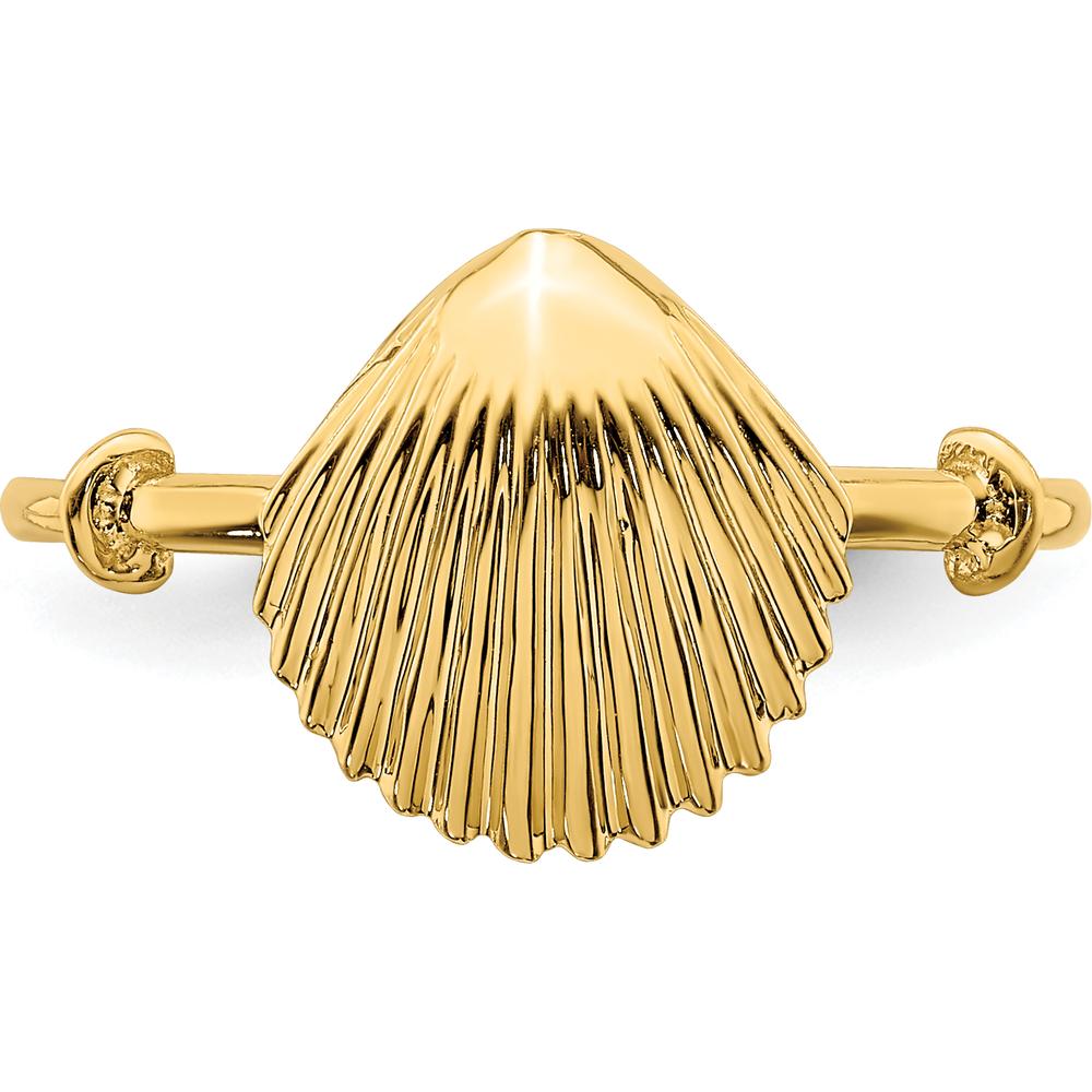 14K Yellow Gold Polished Shell Ring - Coastal Themed Design by Oro Pregiato