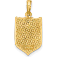 14K Yellow Gold Polished Shield with Cross Pendant - 23.7mm Length by Oro Pregiato