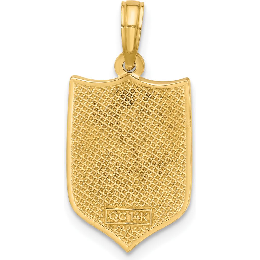 14K Yellow Gold Polished Shield with Cross Pendant - 23.7mm Length by Oro Pregiato