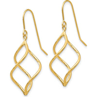14K Yellow Gold Polished Short Twisted Dangle Earrings - Elegant Drop Design by 0