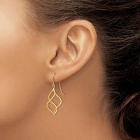14K Yellow Gold Polished Short Twisted Dangle Earrings - Elegant Drop Design by 0