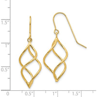 14K Yellow Gold Polished Short Twisted Dangle Earrings - Elegant Drop Design by 0