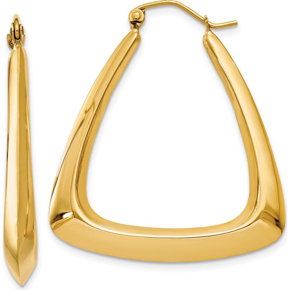 14K Yellow Gold Polished Shrimp Hoop Earrings - 19mm Length by 0