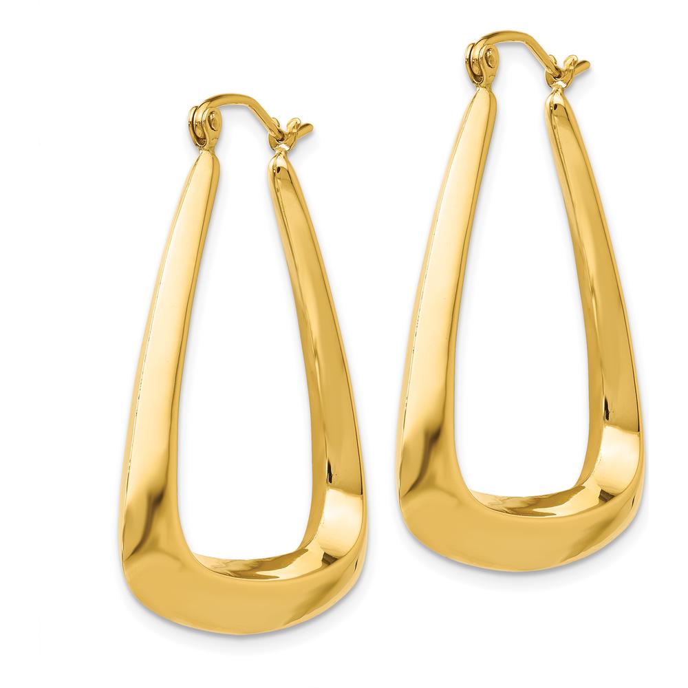 14K Yellow Gold Polished Shrimp Hoop Earrings - 19mm Length by 0