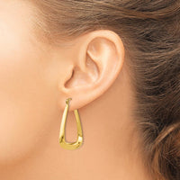 14K Yellow Gold Polished Shrimp Hoop Earrings - 19mm Length by 0