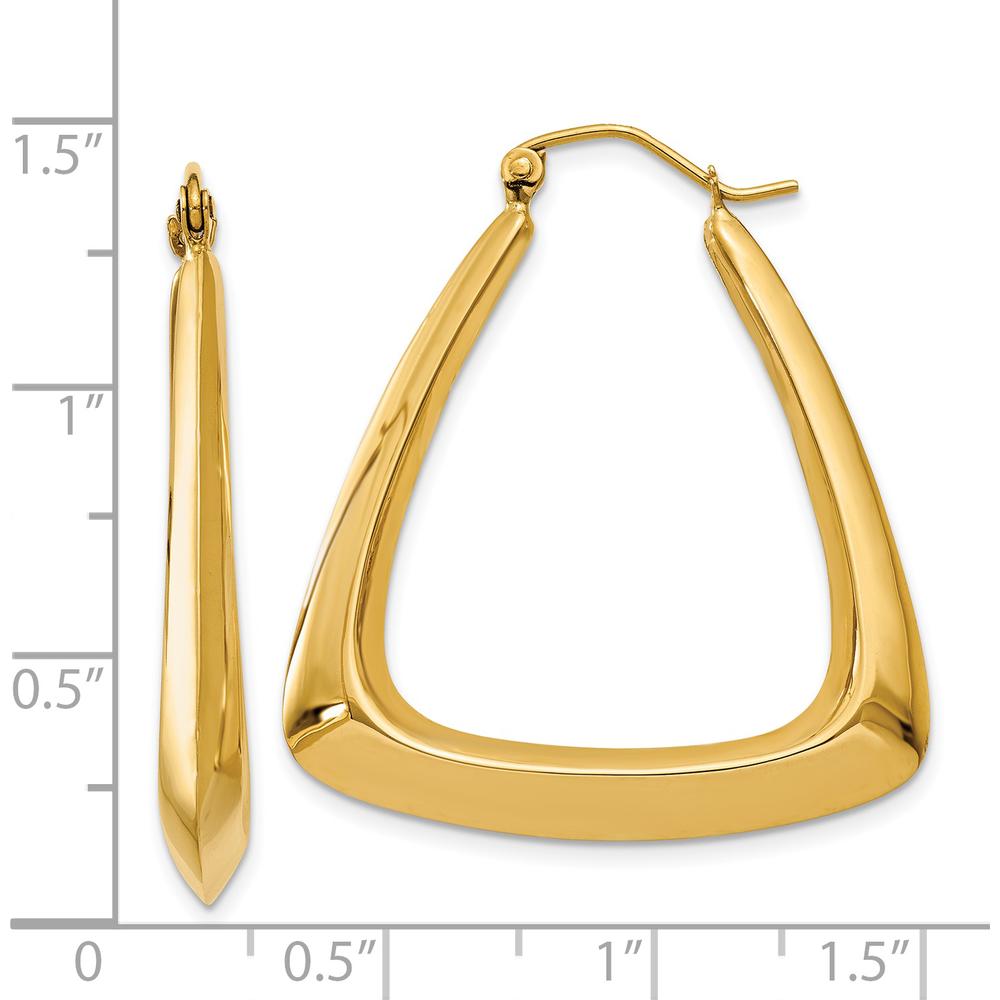 14K Yellow Gold Polished Shrimp Hoop Earrings - 19mm Length by 0