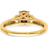 14K Yellow Gold Polished Side Hearts Ruby and Diamond Ring - 1.02 Carat Total Ruby Weight, 0.05 Carat Total Diamond Weight by 0