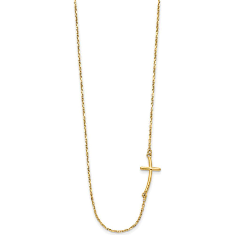 14K Yellow Gold Polished Sideways Cross 19" Necklace by 0