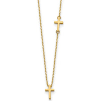 14K Yellow Gold Polished Sideways Cross Pendant Necklace - 18" Cable Chain by 0