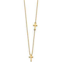 14K Yellow Gold Polished Sideways Cross Pendant Necklace - 18" Cable Chain by 0