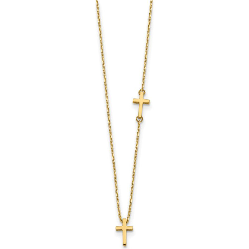 14K Yellow Gold Polished Sideways Cross Pendant Necklace - 18" Cable Chain by 0