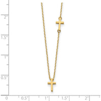 14K Yellow Gold Polished Sideways Cross Pendant Necklace - 18" Cable Chain by 0