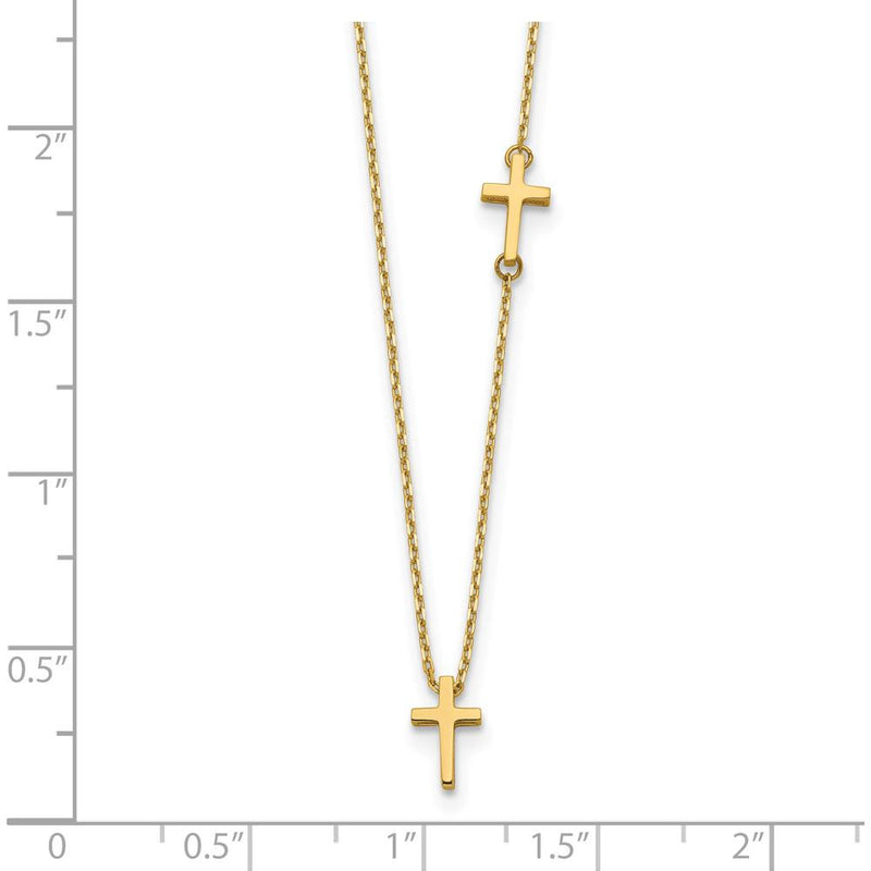 14K Yellow Gold Polished Sideways Cross Pendant Necklace - 18" Cable Chain by 0
