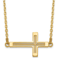 14K Yellow Gold Polished Sideways Cross Pendant Necklace 19" Cable Chain by 0