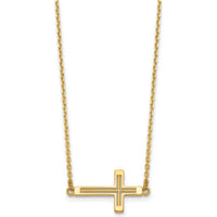 14K Yellow Gold Polished Sideways Cross Pendant Necklace 19" Cable Chain by 0