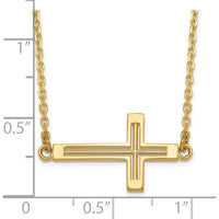 14K Yellow Gold Polished Sideways Cross Pendant Necklace 19" Cable Chain by 0