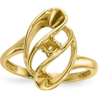 14K Yellow Gold Polished Single-Stone Mother's Ring Mounting by Oro Pregiato