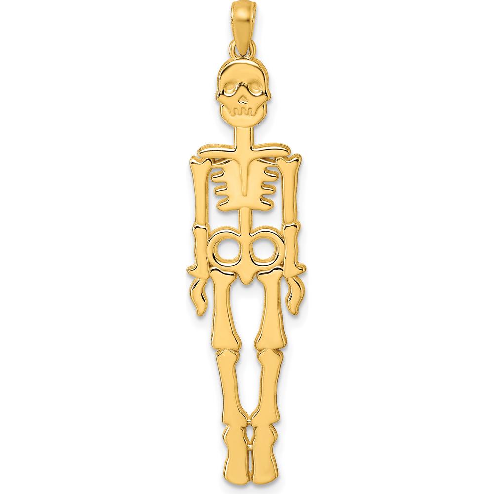 14K Yellow Gold Polished Skeleton Pendant - 50mm by Oro Pregiato