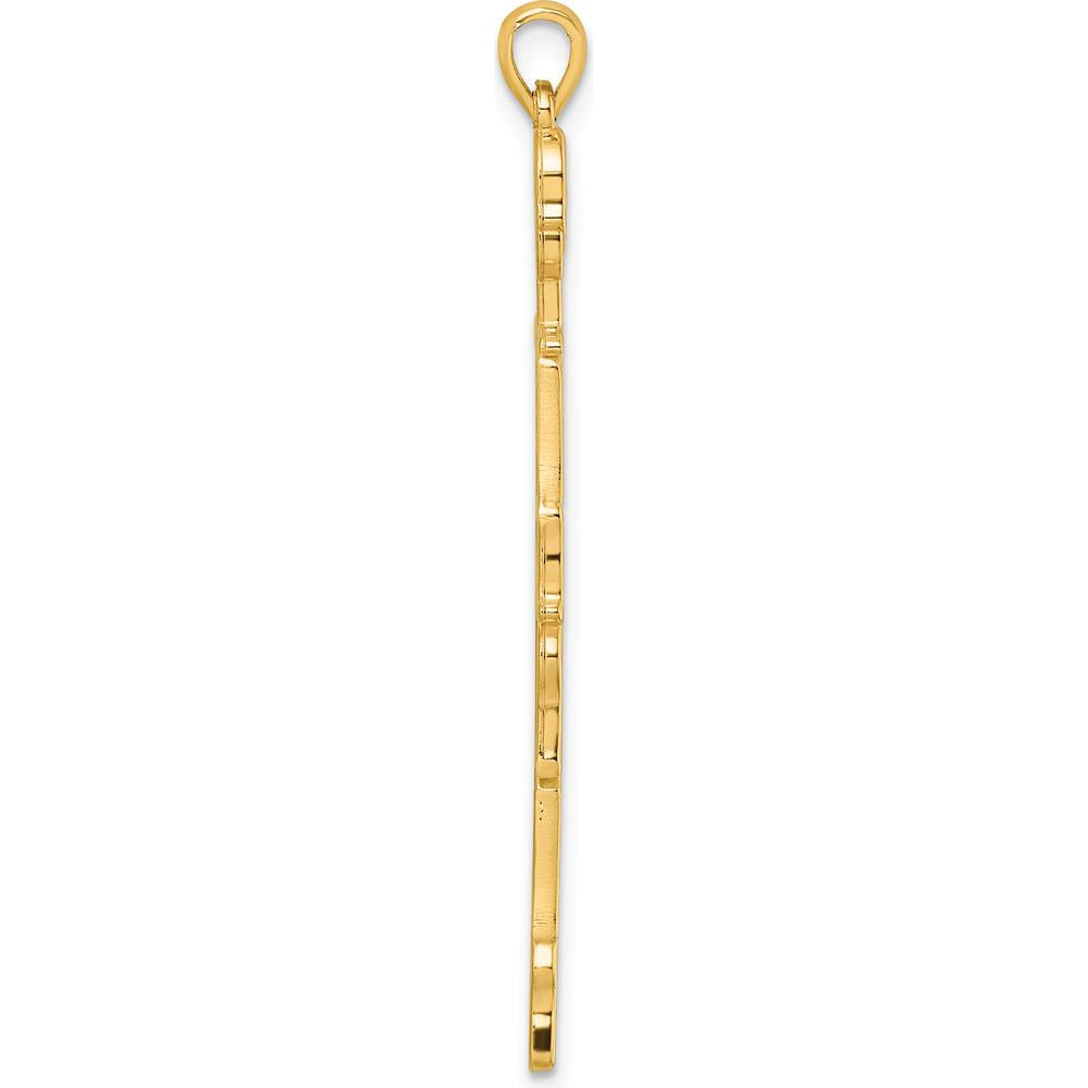 14K Yellow Gold Polished Skeleton Pendant - 50mm by Oro Pregiato