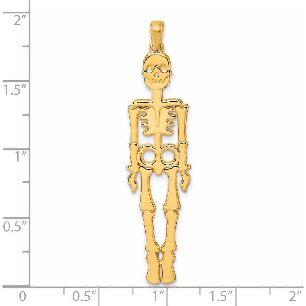 14K Yellow Gold Polished Skeleton Pendant - 50mm by Oro Pregiato