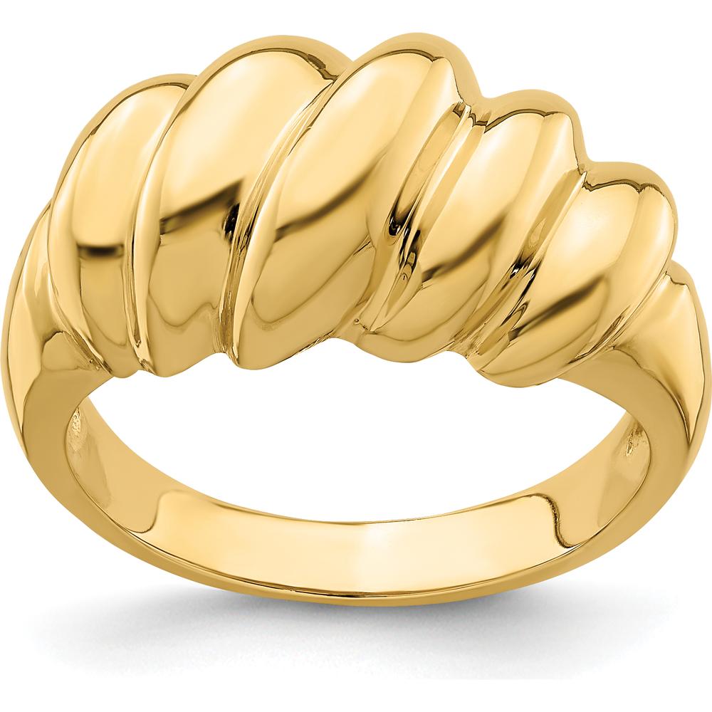 14K Yellow Gold Polished Slanted Shrimp Dome Ring by 0