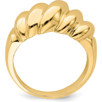 14K Yellow Gold Polished Slanted Shrimp Dome Ring by 0
