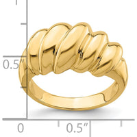 14K Yellow Gold Polished Slanted Shrimp Dome Ring by 0
