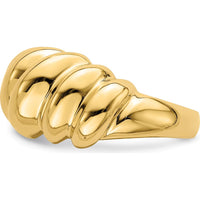 14K Yellow Gold Polished Slanted Shrimp Dome Ring by 0