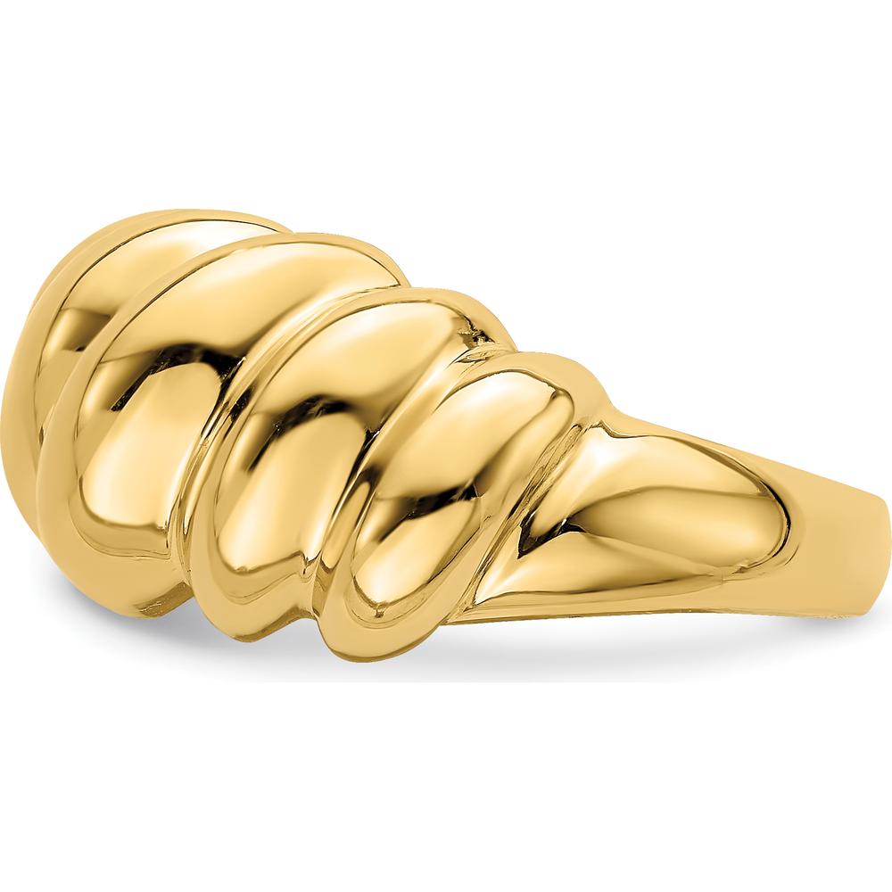 14K Yellow Gold Polished Slanted Shrimp Dome Ring by 0
