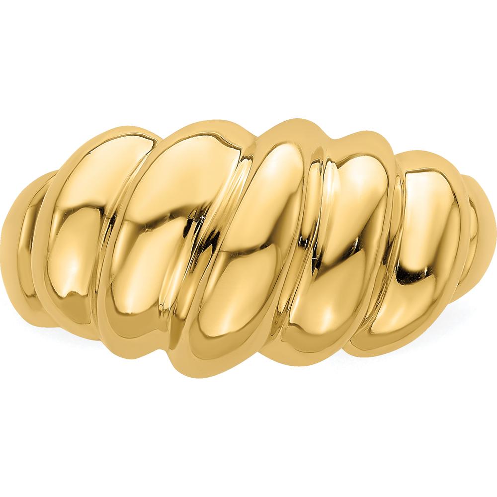 14K Yellow Gold Polished Slanted Shrimp Dome Ring by 0
