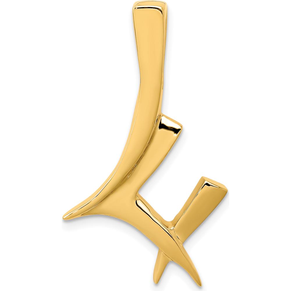14K Yellow Gold Polished Slide for 6mm Regular or 8mm Fancy Omega Chain - Solid Gold Pendant by 0