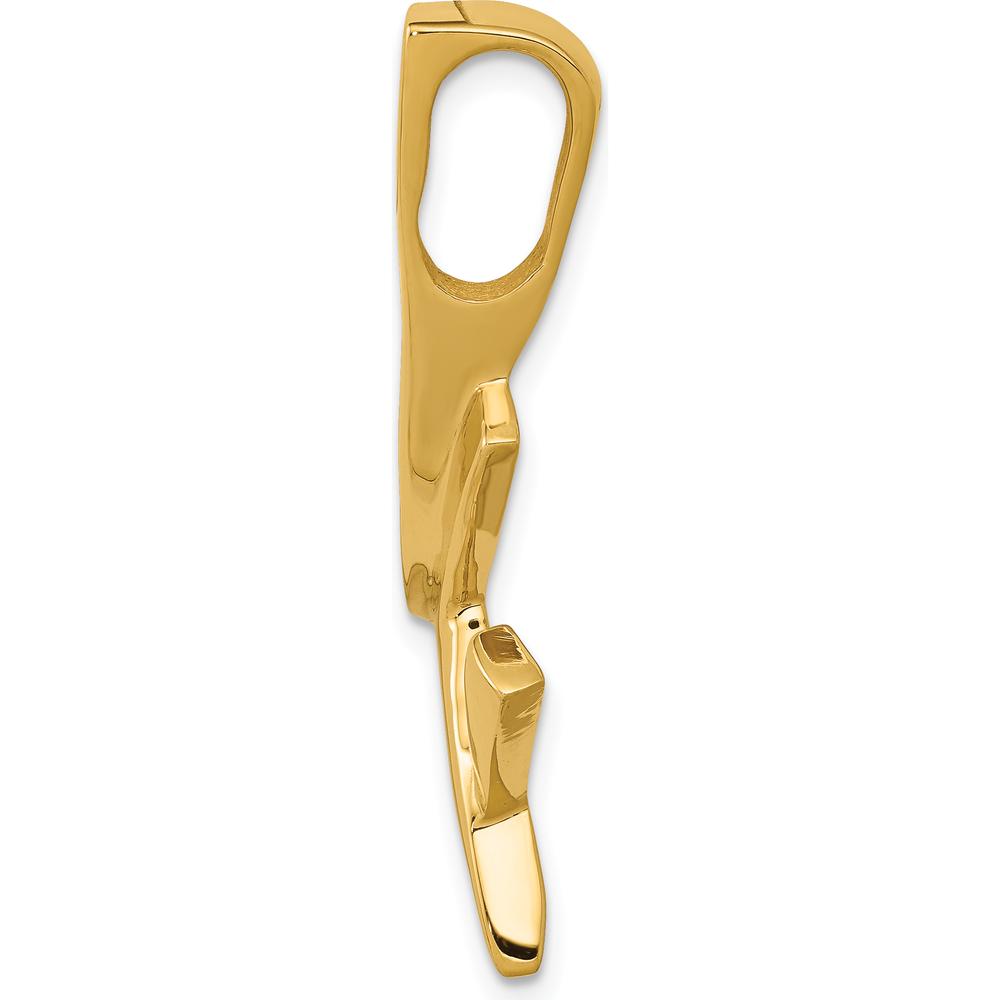 14K Yellow Gold Polished Slide for 6mm Regular or 8mm Fancy Omega Chain - Solid Gold Pendant by 0