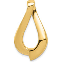 14K Yellow Gold Polished Slide Pendant for Omega Chains - 35mm Length, 17mm Width by 0