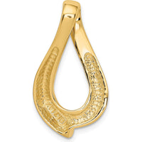 14K Yellow Gold Polished Slide Pendant for Omega Chains - 35mm Length, 17mm Width by 0