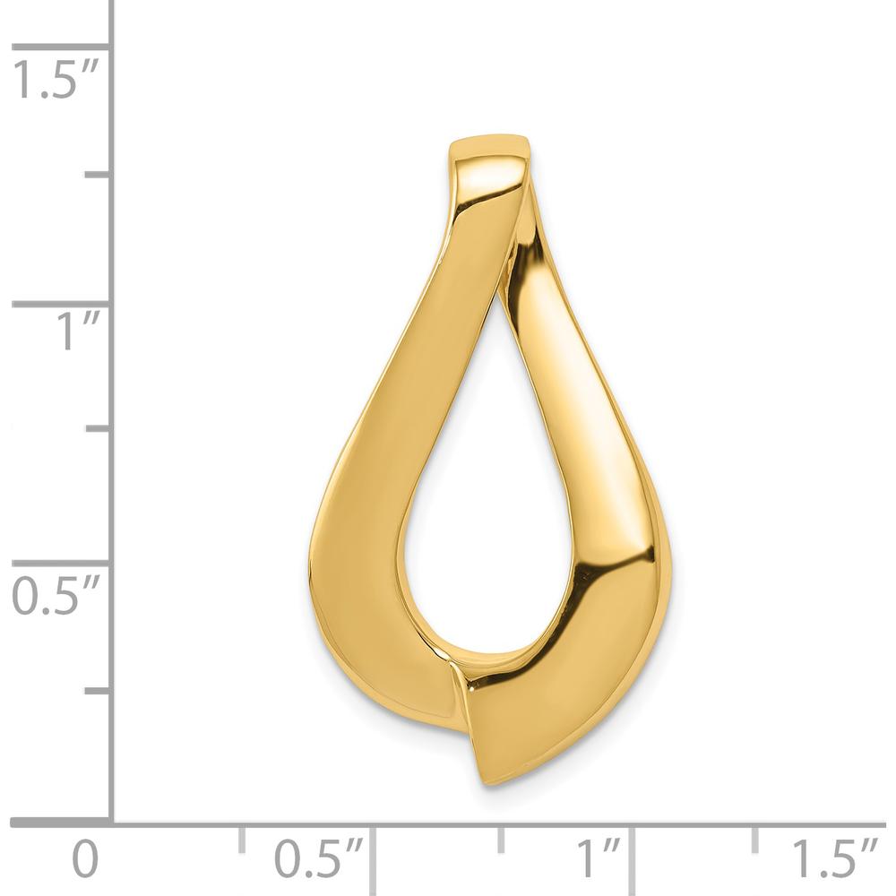 14K Yellow Gold Polished Slide Pendant for Omega Chains - 35mm Length, 17mm Width by 0