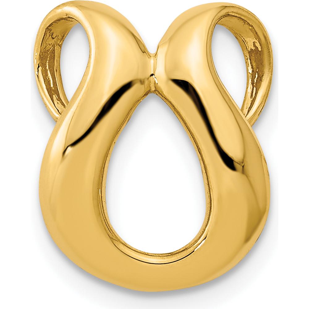 14K Yellow Gold Polished Slide Pendant for Omega Chains - Fits 2mm Regular and 4mm Fancy Omega by 0