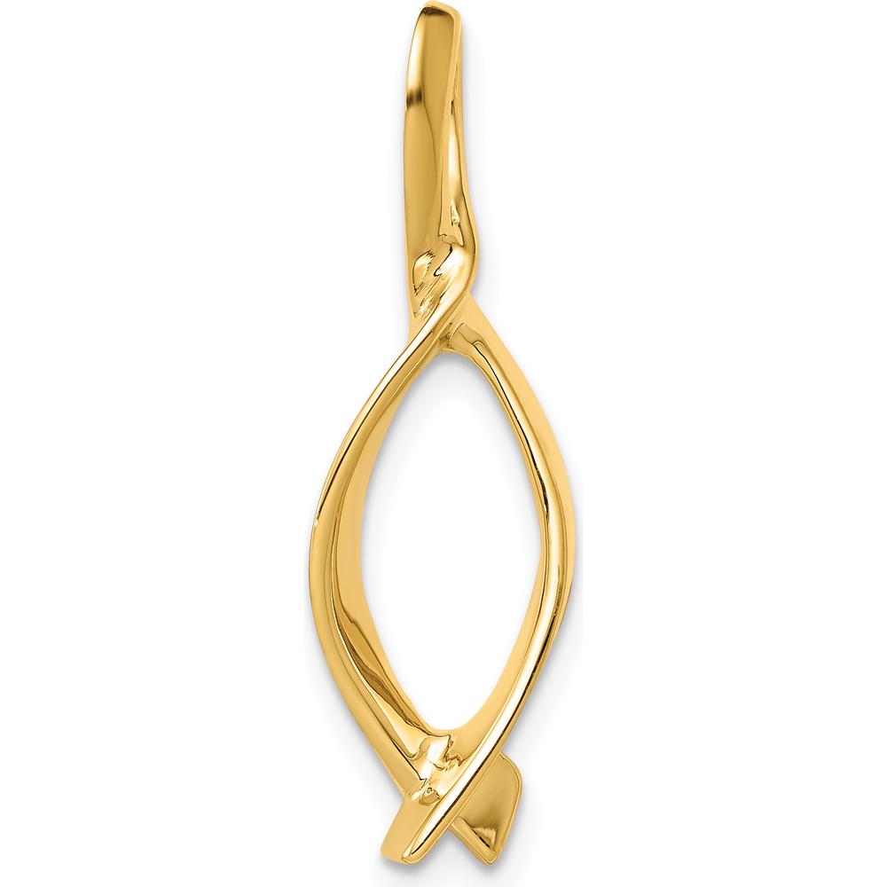 14K Yellow Gold Polished Slide Pendant for Omega Chains - Fits 2mm Regular & 5mm Fancy Omega by 0